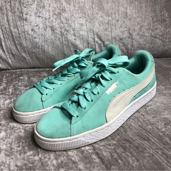Puma mint green suede sneaker tennis shoe size 9 - Picture 2 of 15
